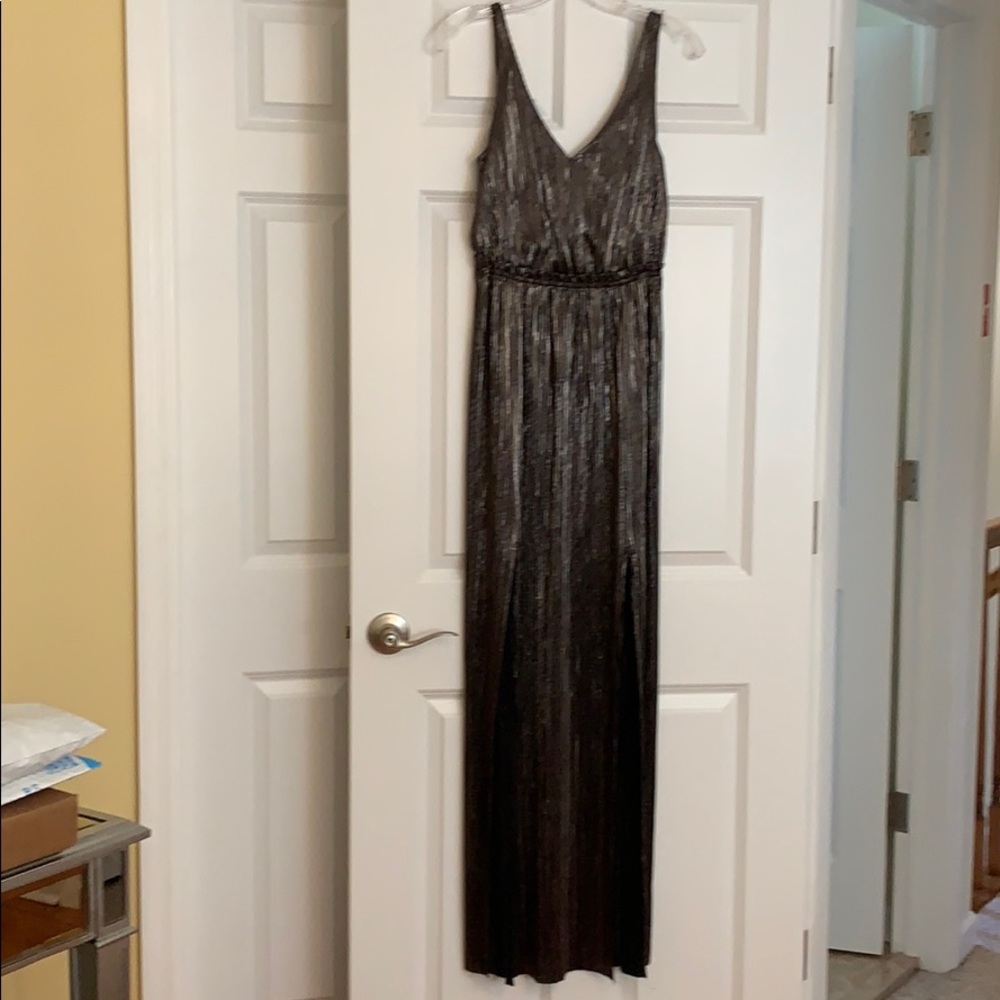 BCBG generation gunmetal metallic gown.